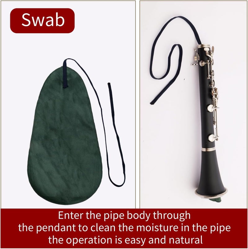 Dowite Clarinet Cleaning Kit 10-In-1 Maintenance Accessories Set with Swab, Key Oil, Mouthpiece Brush and Cork Grease - Professional Care Kit for B Flat Clarinet Students and Musicians - Image 4